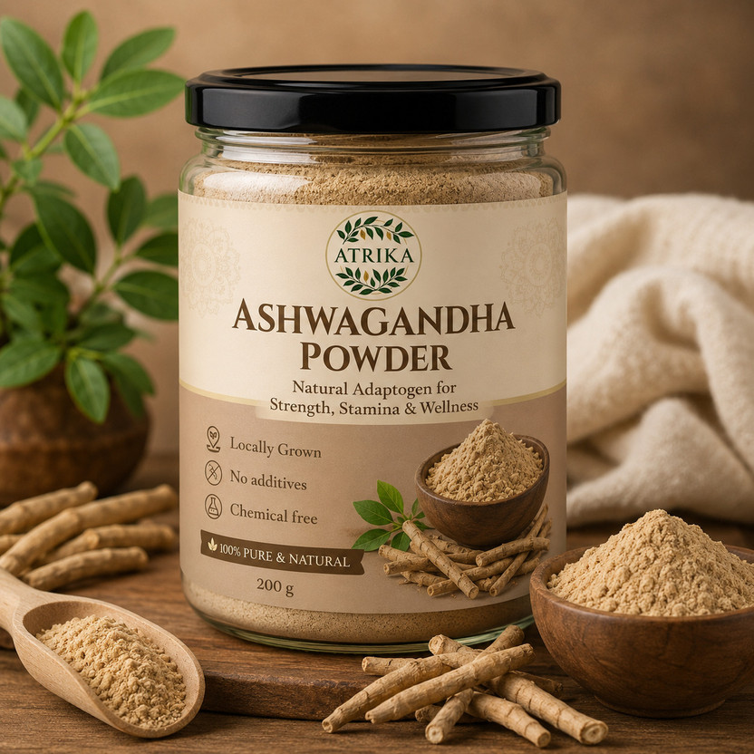Atrika Ashwagandha Powder | Pure Root Powder for Stress Relief & Wellness(150 g)