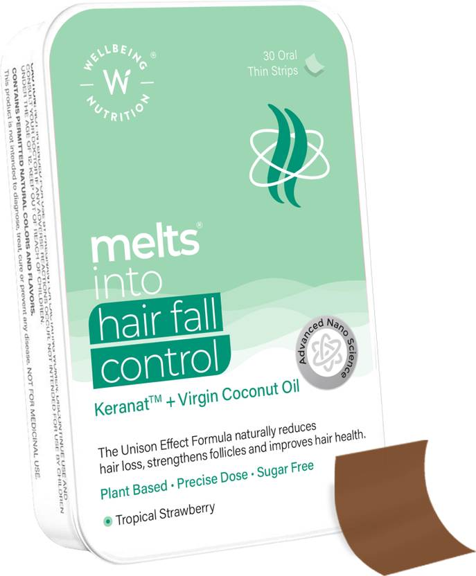 Wellbeing Nutrition Melts Hair Fall Control Keranat 100mg, Improves ...