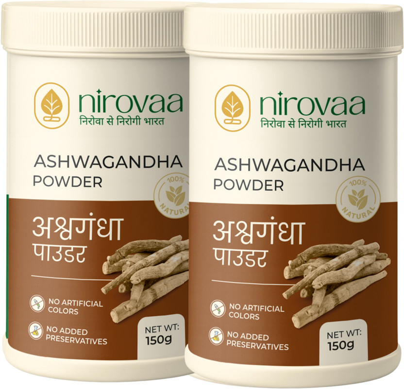 NIROVAA Pure Ashwagandha Powder | Ayurvedic Stress Relief, Vitality & Energy Booster(2 x 150 g)