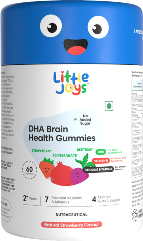 Little Joys DHA Brain Health Gummies for Kids 2-6 years| Improves Sleep,Mood & Concentration(60 No)