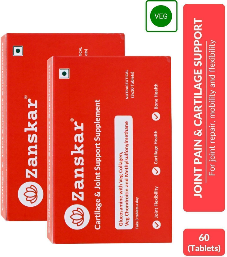 Zanskar Joint Pain & Cartilage Support Tablet (4500mg) with Glucosamine | 100% Veg(2 x 30 Tablets)