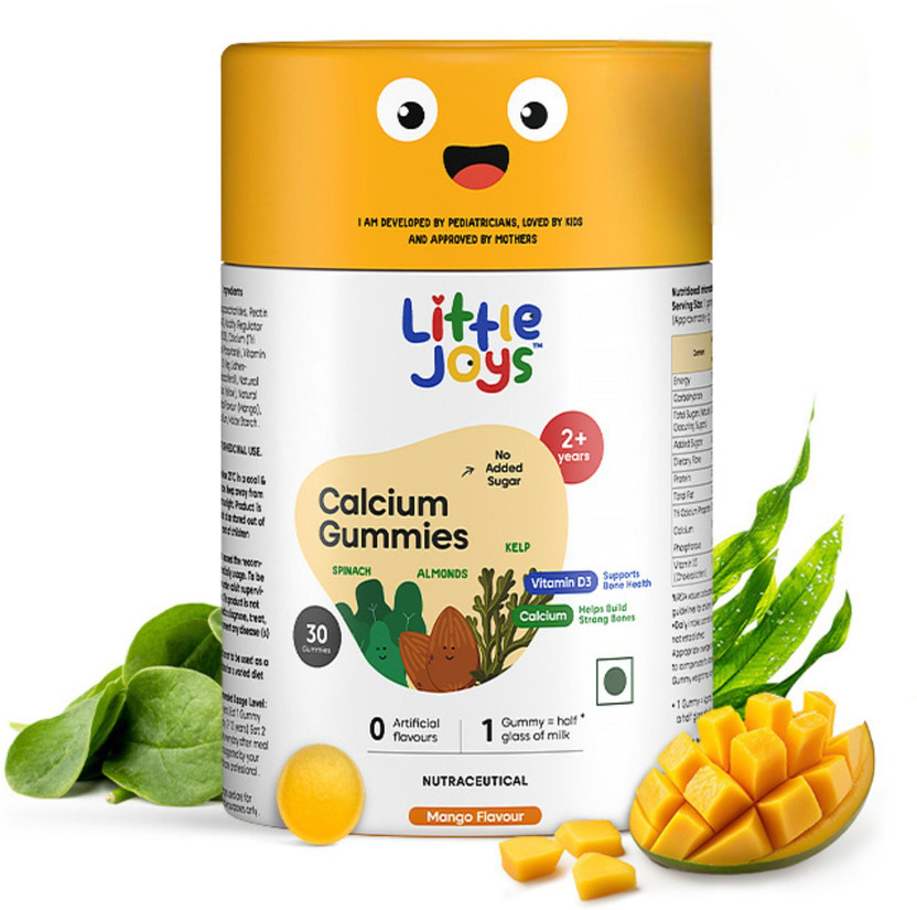 Little Joys Calcium Gummies for Kids (2+ yrs) For Stronger Bones, Joints, Teeth & Immunity(30 No)