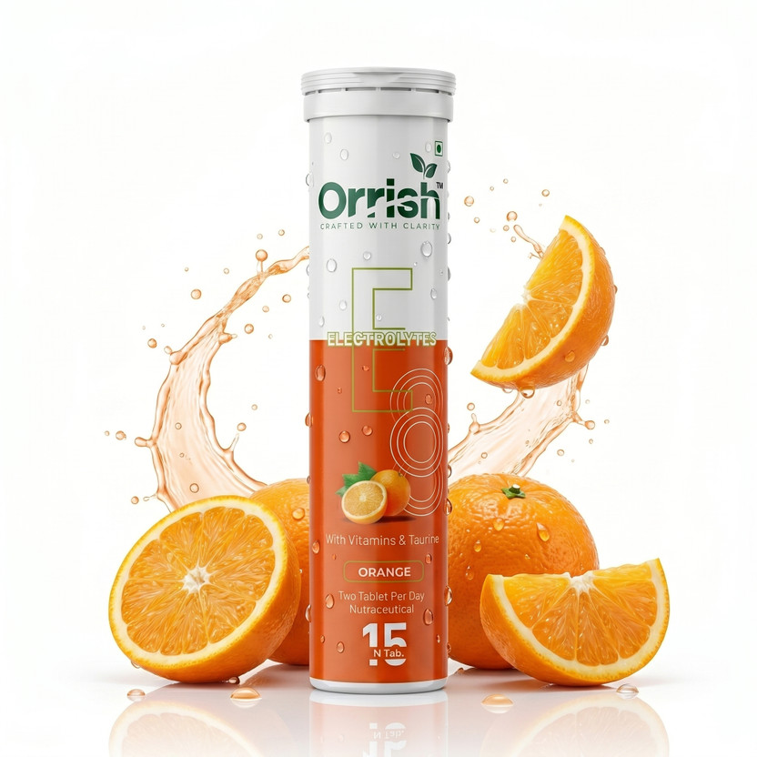 ORRISH Electrolyte Hydration Recovery Support Effervescent Tablets Orange Flavour Hydration Drink(15 Tablets, Orange Flavored)