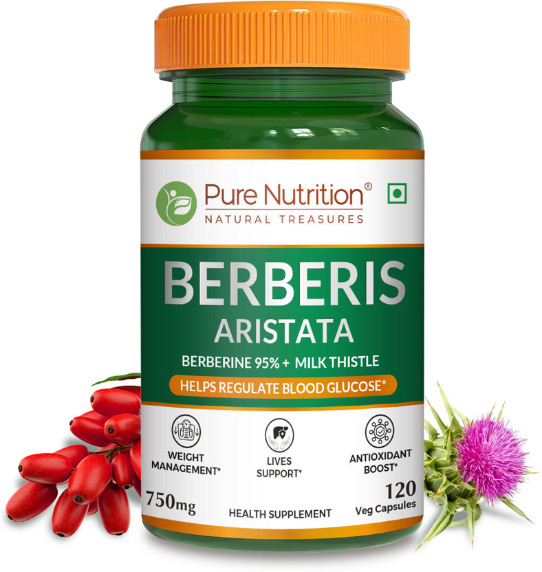 Pure Nutrition Berberis Aristata with Berberine 95% + Milk Thistle(120 Capsules)