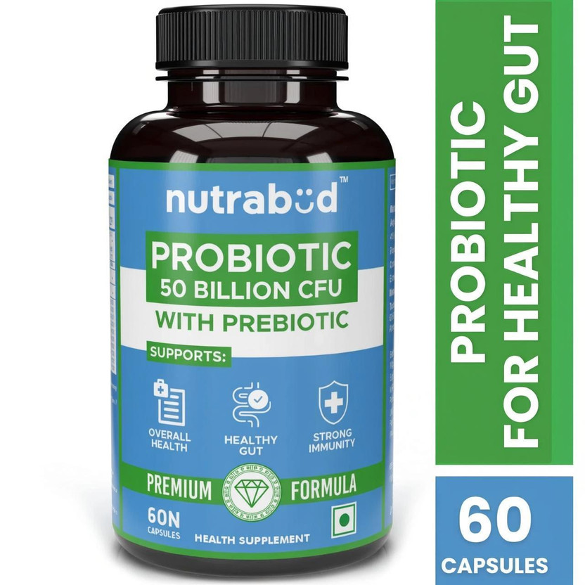 Nutrabud Probiotic Supplement 50 Billion CFU for Men & Women - 20 Strains(60 Capsules)