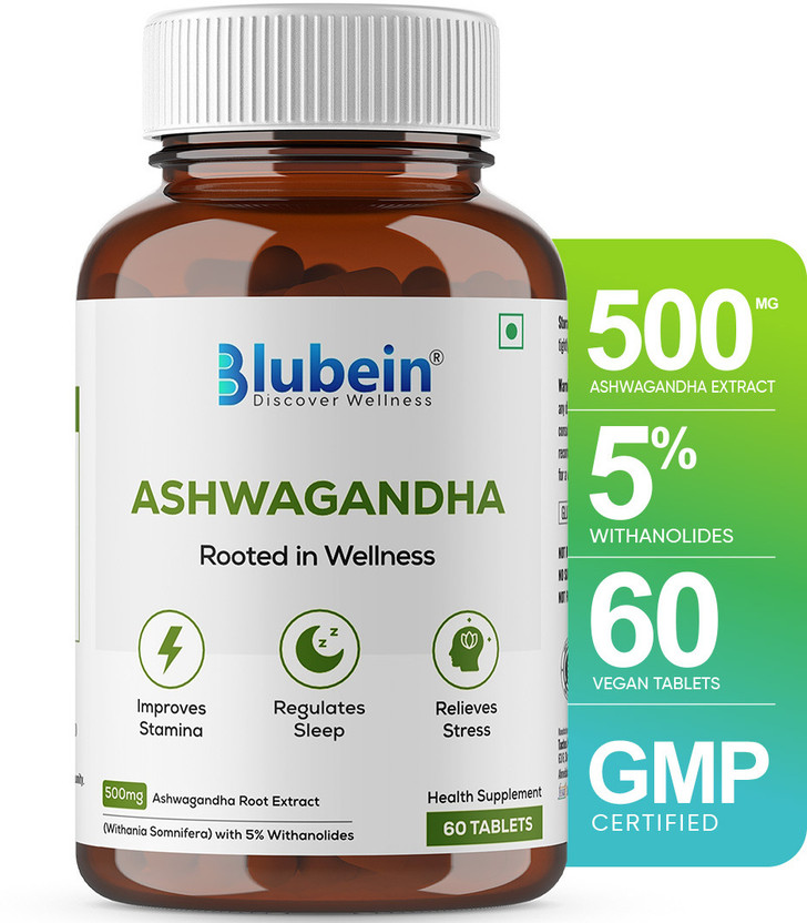 Blubein Ashwagandha | Natural stress reliever(60 Tablets)