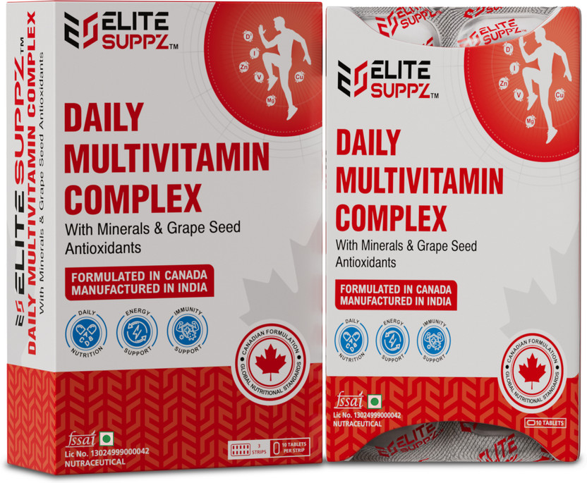 EliteSuppz Daily Multivitamin Complex With Minerals & Grape Seed Antioxidants | Vitamin C(30 Tablets)