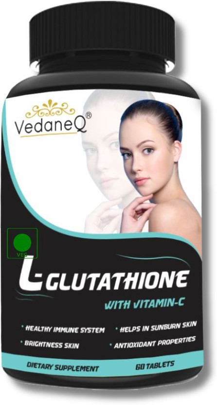 VedaneQ L Glutathione 1000mg Capsules with Vitamin C for Men & Women 60 Tablets(60 Tablets)