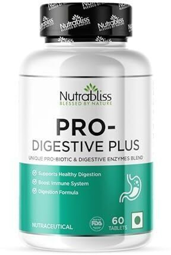Nutrabliss Nutrabliss Pro Digestive Plus Improve Gut Health Breakdown Carbs, Potent Digestive Enzymes(60 Capsules) - Flipkart Deal