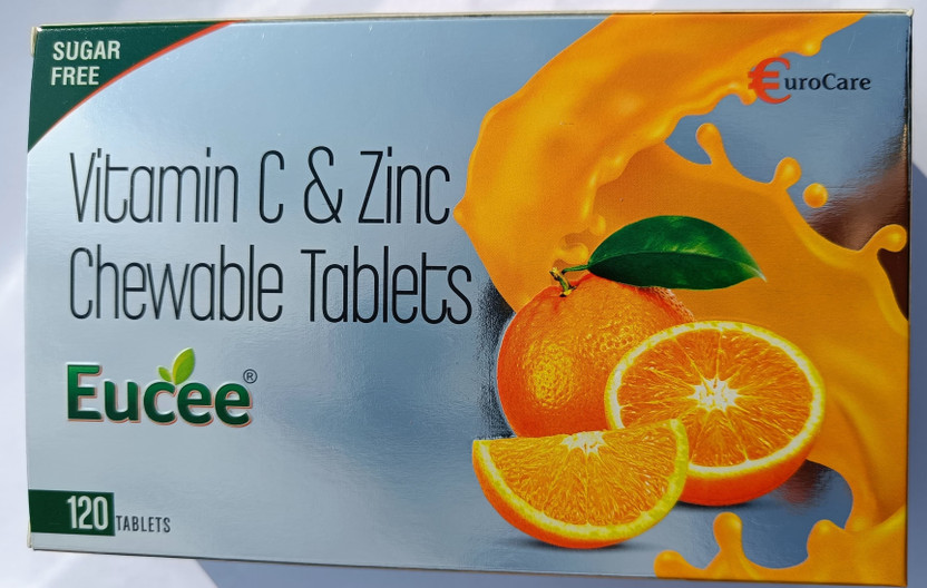 Eucee Vitamin C+ Zinc Chewable 120 tablet Immunity-antioxidant (Orange)(120 Tablets)