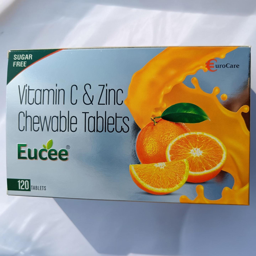 Eucee Vitamin C+ Zinc Chewable 120 tablet Immunity-antioxidant (Orange)(120 Tablets)