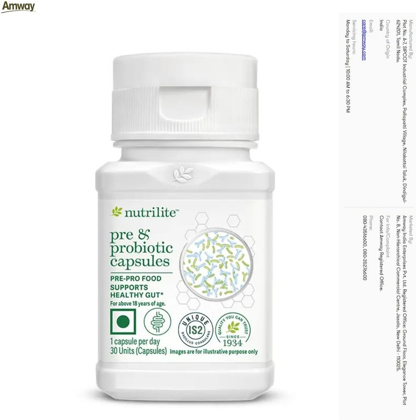 Amway Nutrilite Pre & Probiotic Capsules – For Internal Harmony(30 Tablets)