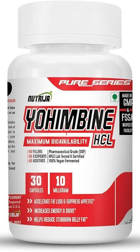 NutriJa Yohimbine HCL 10mg Strenght and Potent Fat Burner Supplement(30 No)
