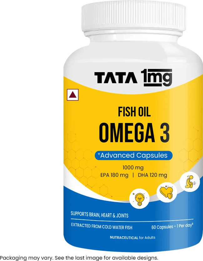 TATA 1mg Fish Oil Capsules for Hearth and Bone Health(60 x 1 Capsules)