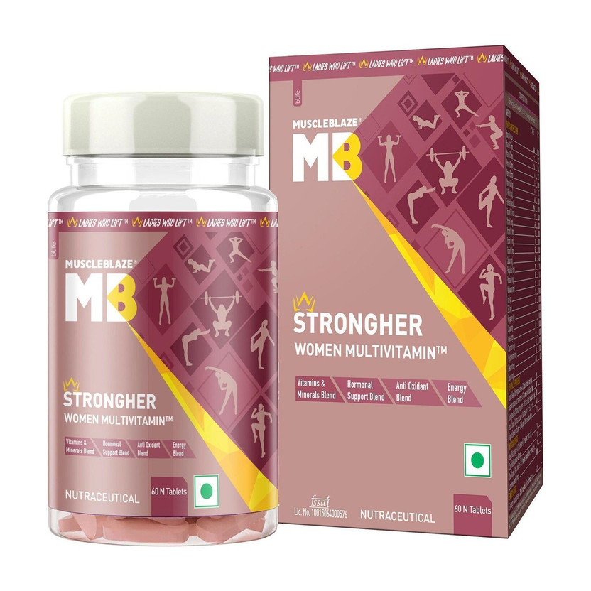 MUSCLEBLAZE Strongher Women Multivitamin, Multivitamin for Women, for Energy & Stamina(60 Tablets)