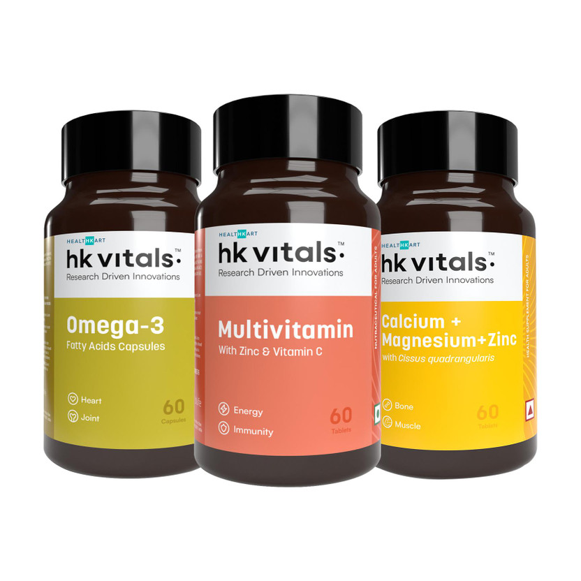 hk hk vitals Omega 3 + Multivitamin + Calcium, Magnesium & Zinc(180 Capsules) - Flipkart Deal