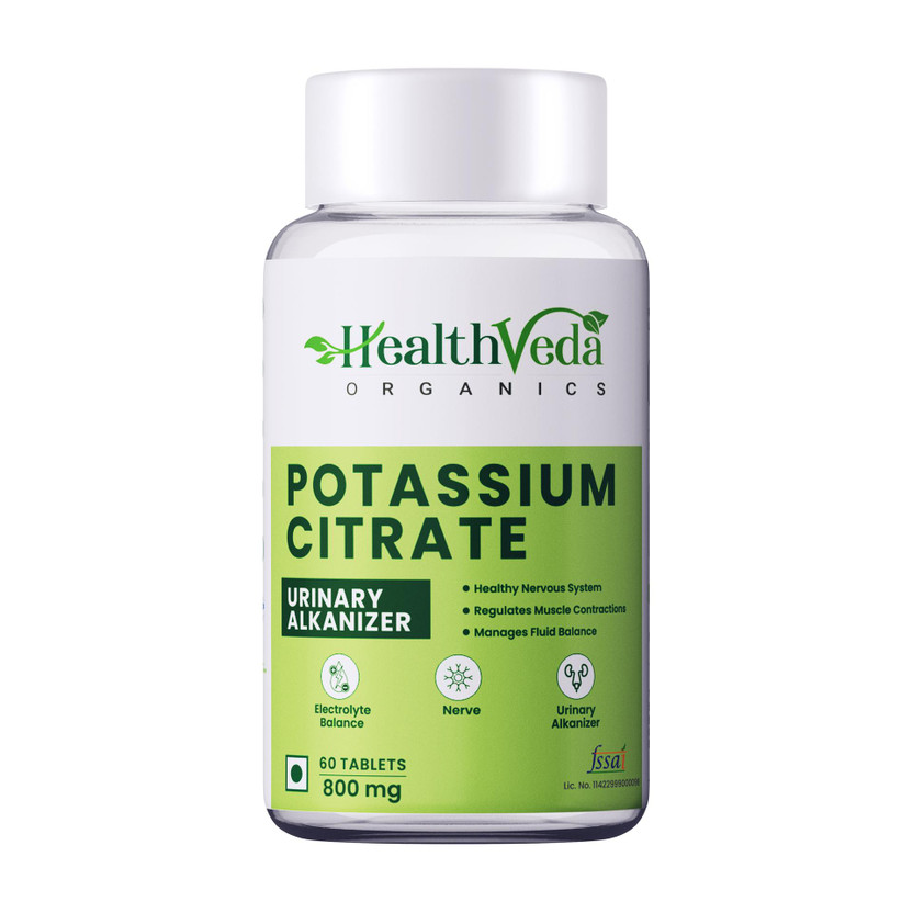 Health Veda Organics Potassium Citrate, 800 mg I For Nerve, Joint & Bone Health(60 Tablets)