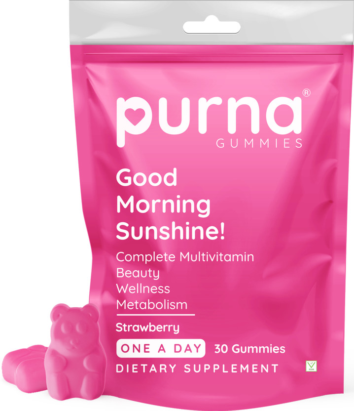 Purna Gummies Women's Immunity Multivitamin Strawberry Gummies - Vitamins A, C, D, E, B12(30)