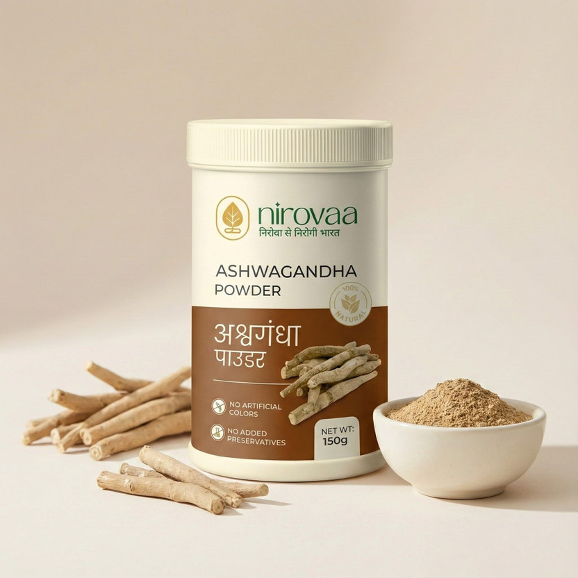 NIROVAA Pure Ashwagandha Powder | Ayurvedic Stress Relief, Energy & Vitality Booster(150 g)