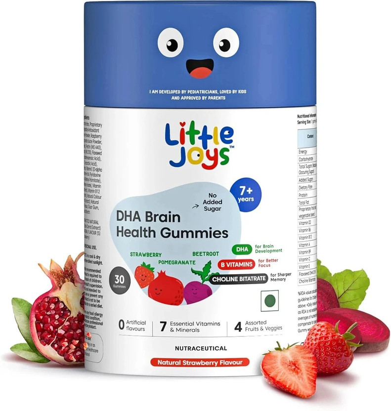 Little Joys DHA Brain Health Gummies (7-12 years) | Improves Sleep, Mood & Concentration(30 Tablets)