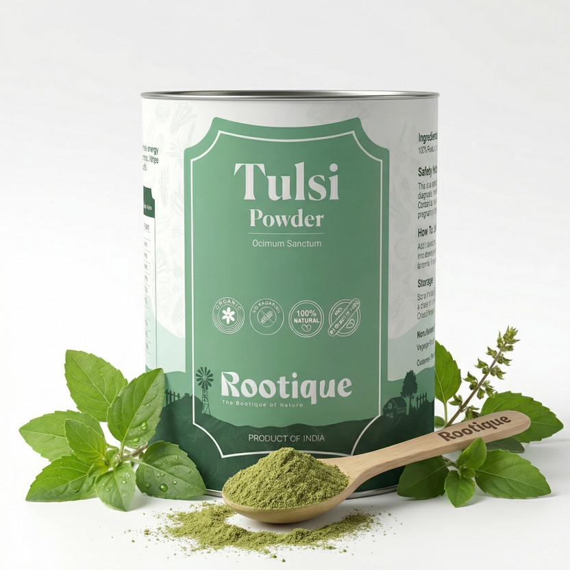 Rootique 100% Pure Tulsi Powder | Holy Basil Powder| for teas, kadha & herbal drinks(200 g)