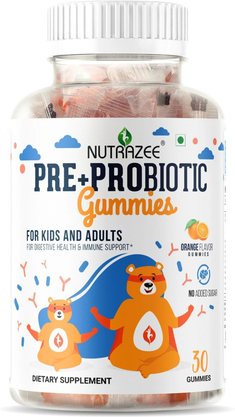 Nutrazee Probiotic Gummies with Prebiotic Fiber Supplement For Kids, Men & Women(30 No)