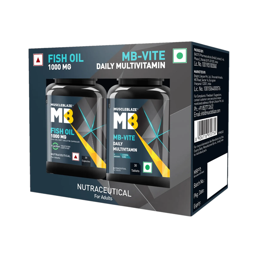 MUSCLEBLAZE MB-Vite Multivitamin & Omega 3 Fish Oil 1000mg Combo(2 x 30 Tablets)