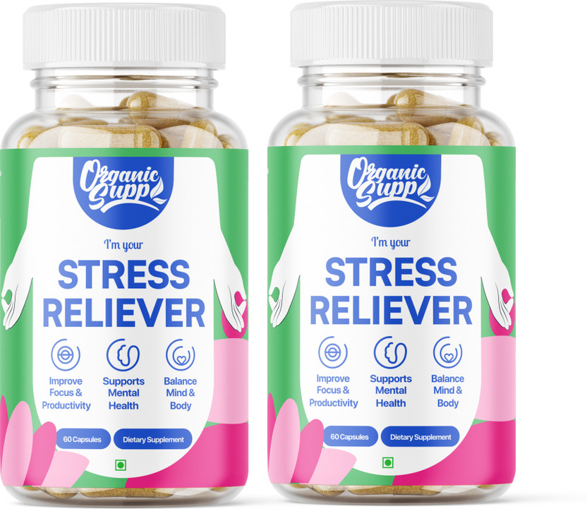 OrganicSupp Stress Reliever Advanced Herbal Formula for Stress, Anxiety & Mood Balance(2 x 60 Capsules)