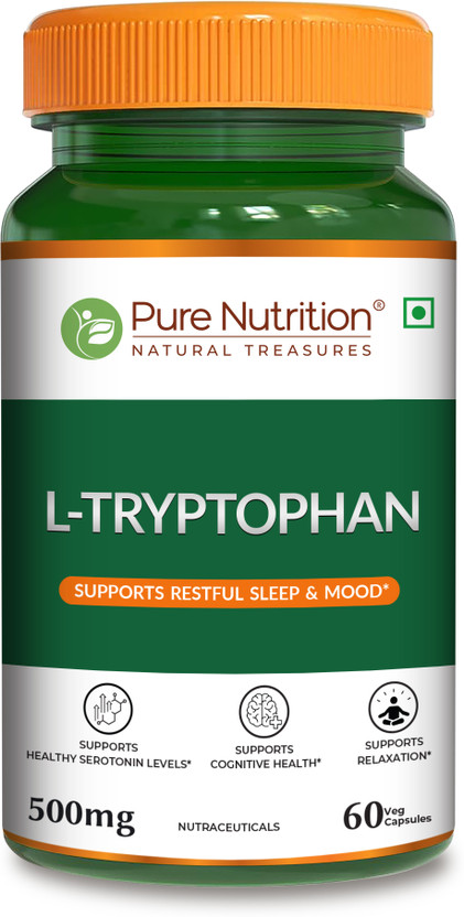 Pure Pure Nutrition L-Tryptophan 500mg | Supports Restful Sleep, Mood & Relaxation(60 Capsules) - Flipkart Deal