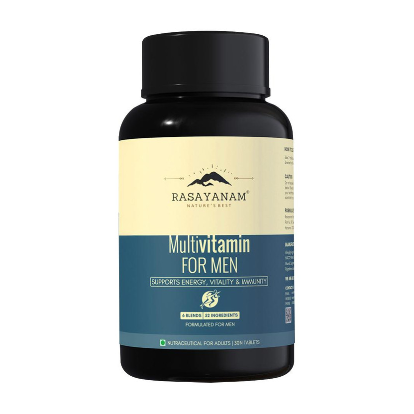 Rasayanam Multivitamin for Men | Energy, Immunity, Bone, Joint & Heart Health Support(30 Tablets)