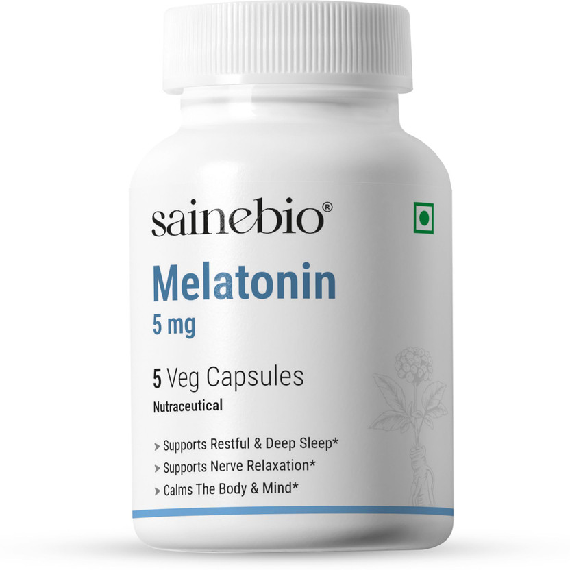 sainebio Melatonin Capsule 5 mg – Sleep Support Supplement.(5 Capsules)