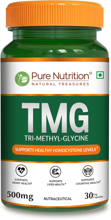 Pure Nutrition TMG 500 mg | Trimethylglycine Supplement | Supports Heart, Liver & Brain Health(30 Capsules)