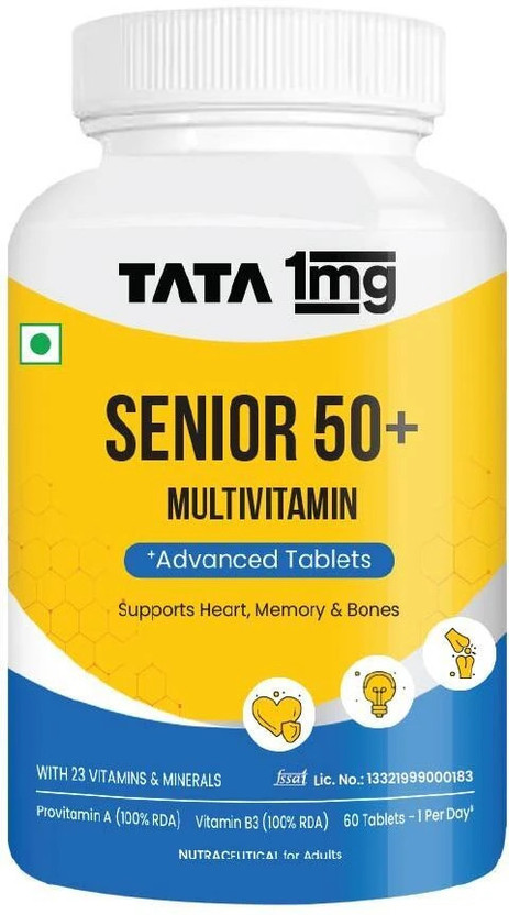 TATA 1mg Senior 50+ Multivitamin & Multimineral Veg Tablet(60 Tablets)