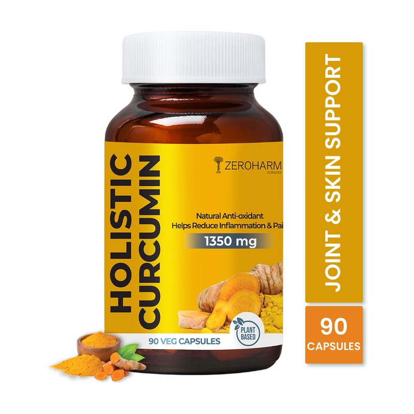 ZEROHARM Holistic Curcumin 95% Curcuminoids, Turmeric & Pepper - Immunity, Joint Support(90 Capsules)