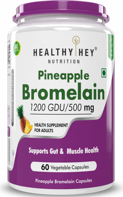 HealthyHey Nutrition Bromelain Digestive Enzyme- High Concentrate | 60 Veg. Caps(500 mg)