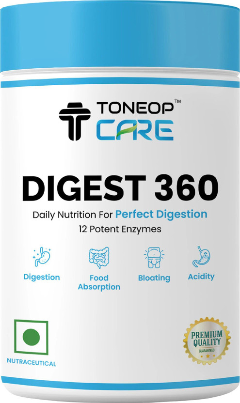 Toneop Care Digest 360 Tablets / 12 Enzymes Tablets For Digestion(1000 mg)