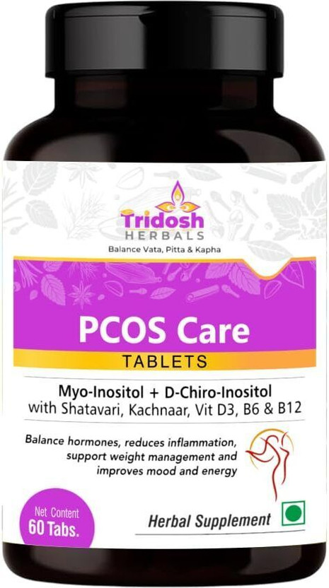 TRIDOSH HERBALS PCOS Tablet|Hormonal Balance & Metabolic Health in PCOS|Myo-Inositol Supplement(60 Tablets)