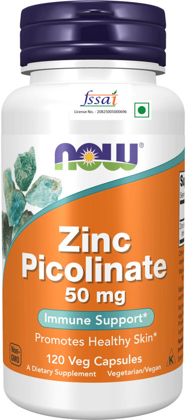 Now Foods Zinc Picolinate 50 mg 120 Veg Capsules.(120 No)