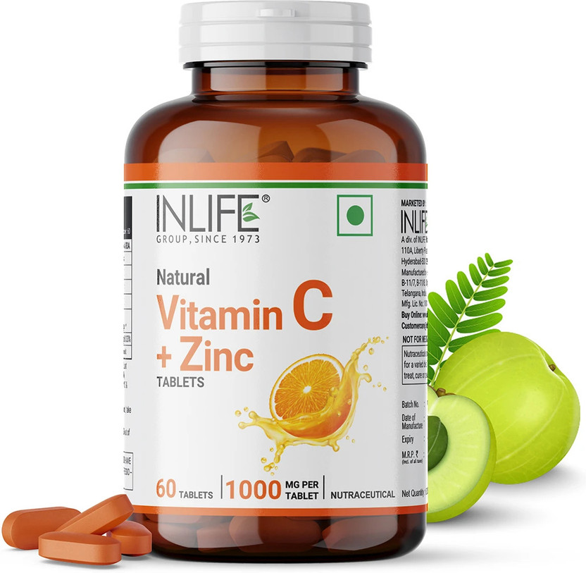 INLIFE INLIFE Natural Vitamin C 1000mg Amla Extract with Zinc 10mg - 60 Tablets (Orange)(60 Tablets) - Flipkart Deal