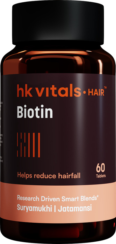 hk vitals Biotin, High Strength Supplement for Hair Growth, Skin & Nails Health(60 Tablets)
