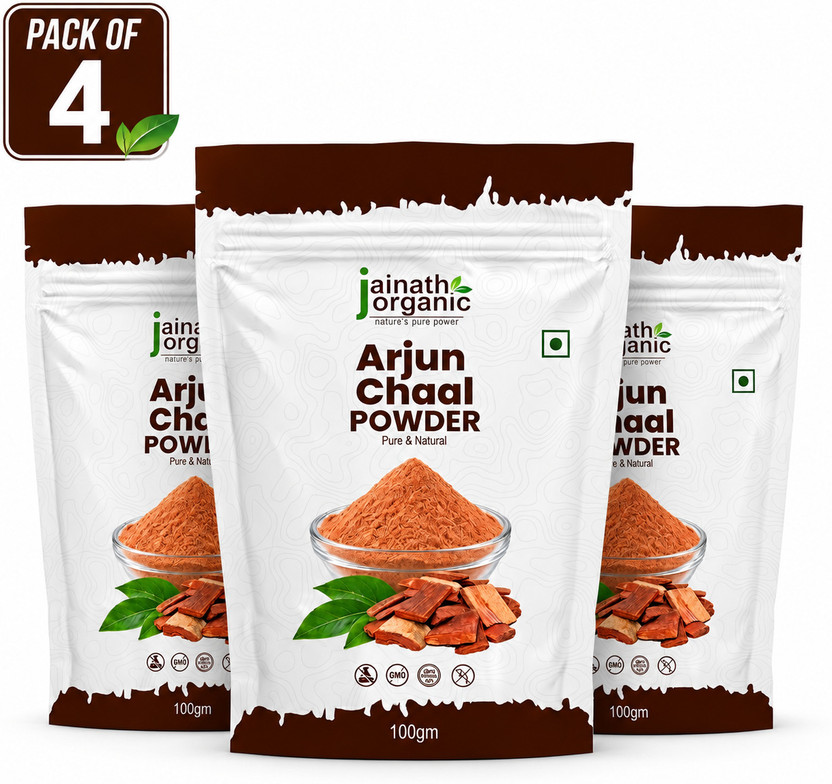 Jainath Organic Arjun Chaal Powder 100g - Pure Arjuna Bark Churna for Daily Health(4 x 100 g)