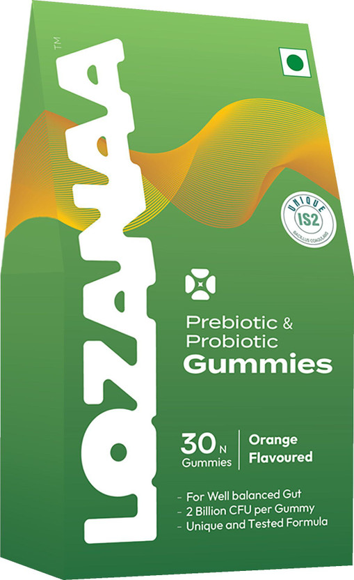 Lozanaa Pre+Probiotics Gut Health Gummies, Constipation, Bloating, Gas & Acidity Relief(30 No)
