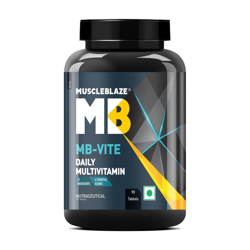MUSCLEBLAZE MB-Vite Multivitamin, 25 Vitamins & Minerals, 100% RDA of Immunity Boosters(90 Tablets)
