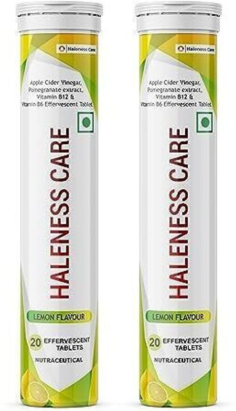 Haleness Care Apple Cider Vinegar Effervescent Tablets | ACV | Weight Management |Pack of 2(40 Tablets)