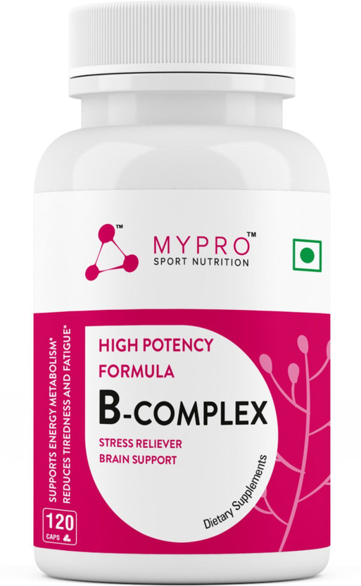 Mypro Sport Nutrition B Complex,High Potency FormulaVitamins B12,B1,B2,B3,B5,,B7,,Heart HealthNervous(120 No)
