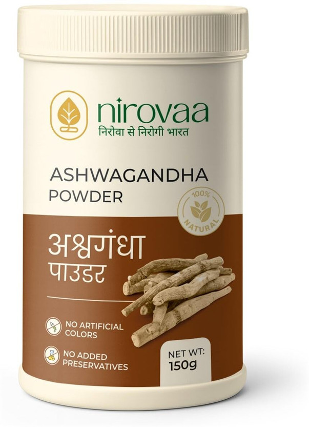 NIROVAA Pure Ashwagandha Powder | Ayurvedic Stress Relief, Energy & Vitality Booster(150 g)