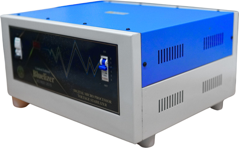 BLUELIZER 10KVA (130- 300) V 8000 W HEAVY DUTY WIRED MAINLINE STABILIZER FOR HOME((INDIA'S FIRST STABILIZER WITH IN DISPLAY AMPERE METRE (BLUE))