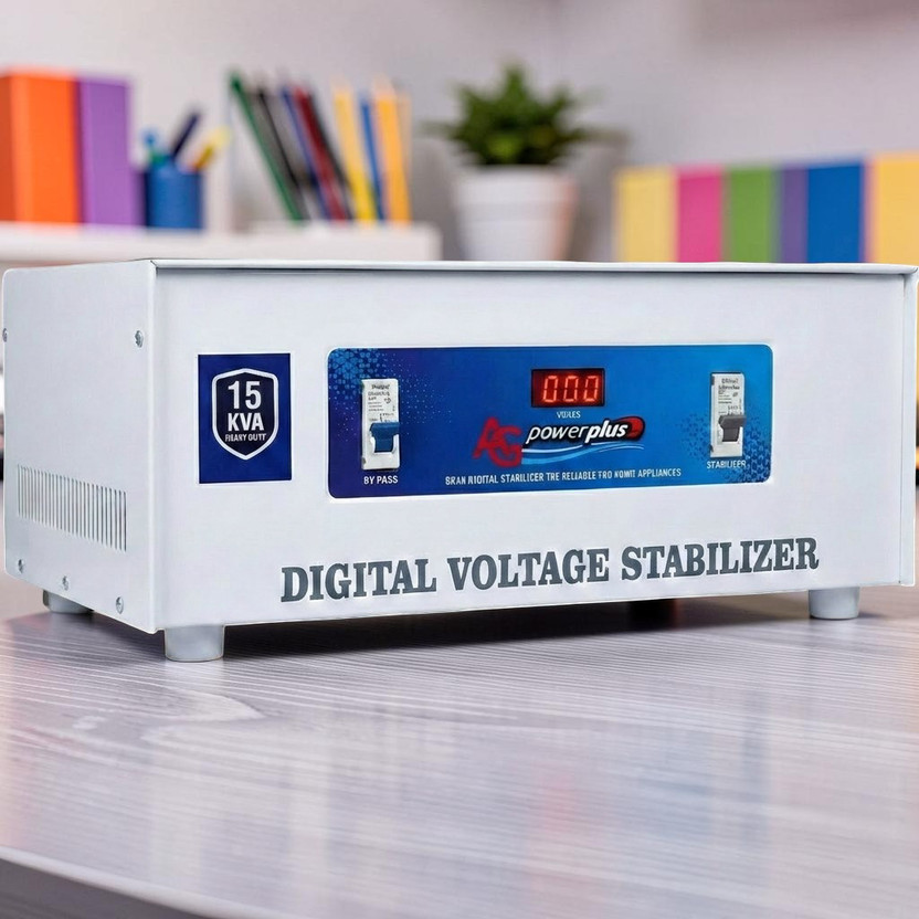 AG AG power plus AG PowerPlus 15 KVA Digital Voltage Stabilizer | 70V 320V Wide Input Range Heavy Duty Mainline(Copper)Stabilizer with LED Display & Bypass Switch(White) - Flipkart Deal
