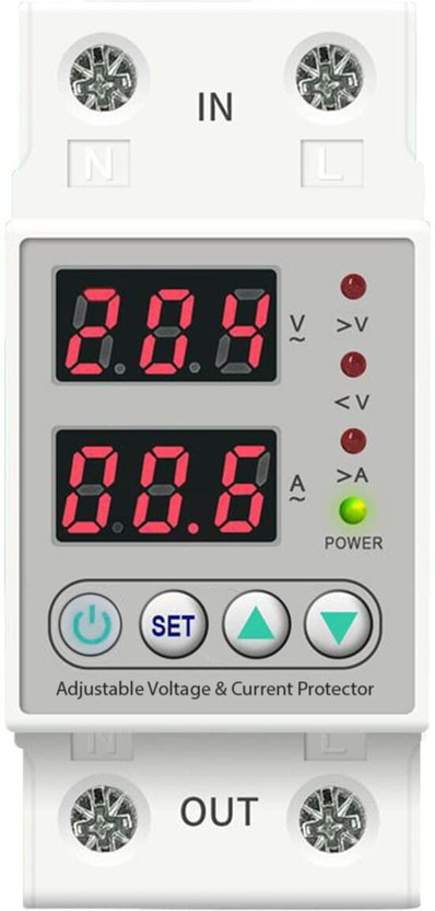 SSUCA Voltage Protector Over/Under Voltage Protection 220V, 63A with Auto Re-Connect LED Display(White)