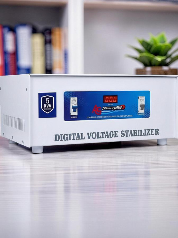AG power plus Automatic 5KVA Voltage Stabilizer | Wide Range 90V–300V | Heavy Duty Mainline(Copper)Stabilizer with LED Display & Bypass Switch(White)